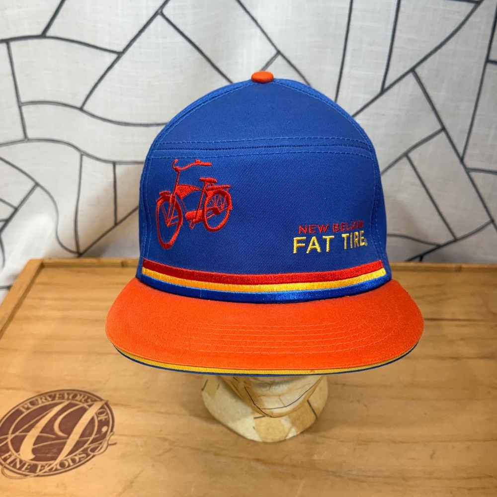 New Belgium Fat Tire Hat Mens OSFA Blue‎ Orange Excellent Snapback Bicycle Cap